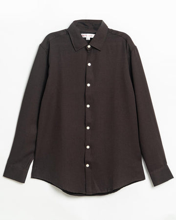 Dark Brown Textured  Crepe Shirt