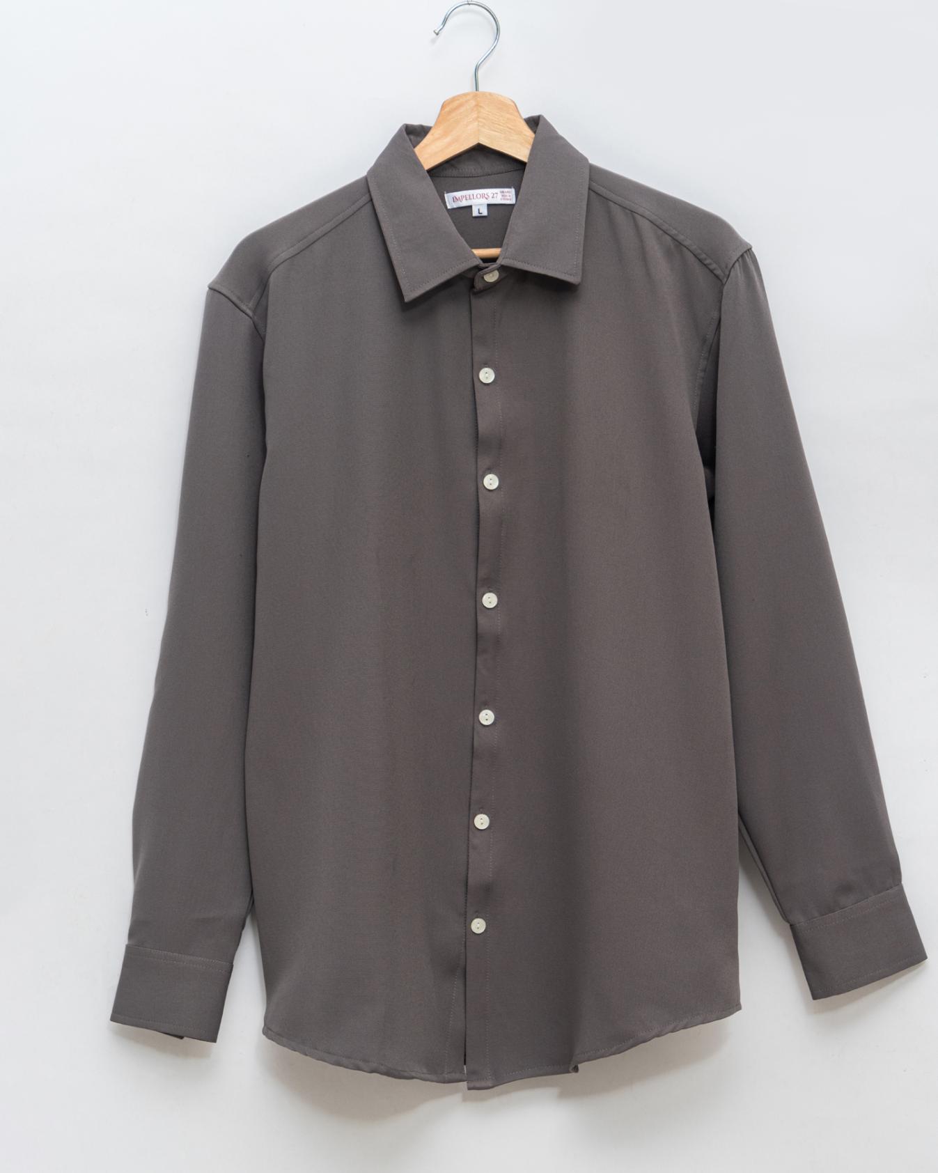 Grey Textured  Crepe Shirt