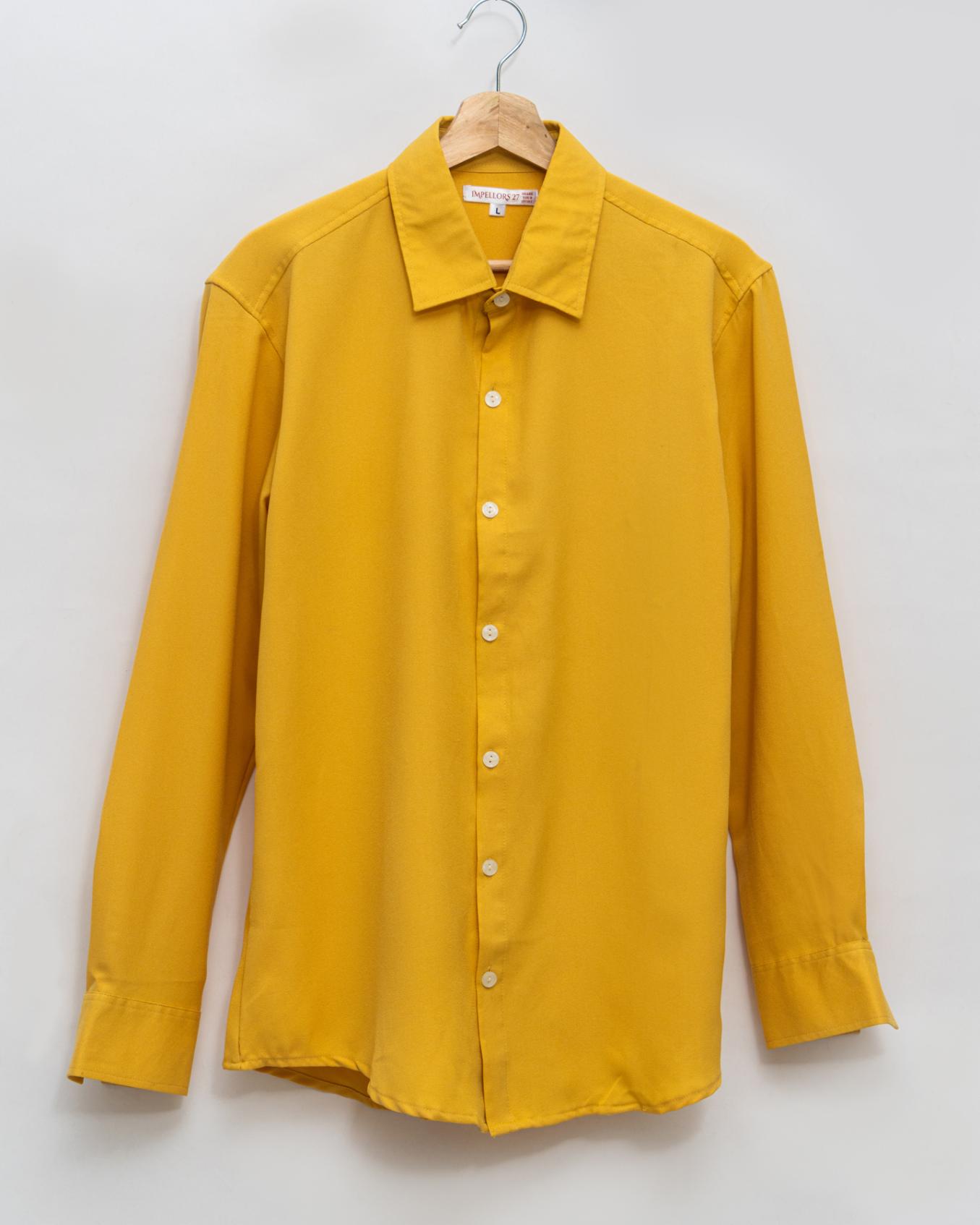 Mustard Yellow Textured  Crepe Shirt