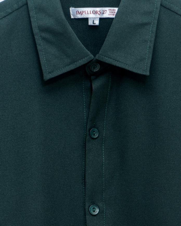 Intense Green Textured  Crepe Shirt